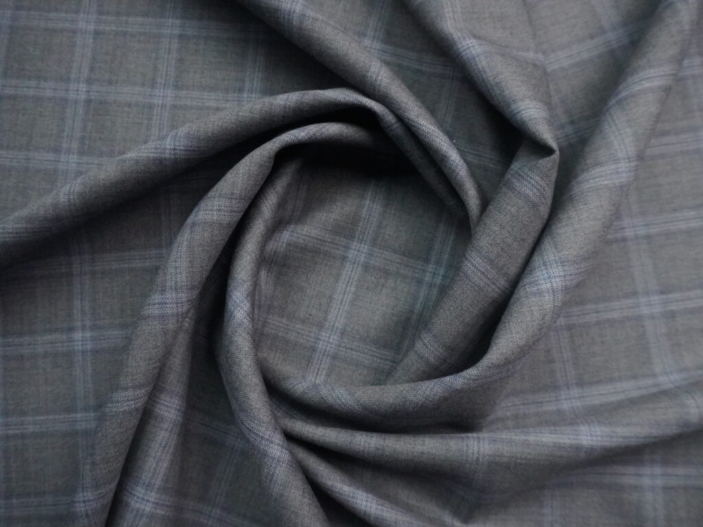 Premium Fashion Fabrics Online for Suits, Shirts & Blazers | Fashion Fabric 25 Cavalero Suiting Fabric - Grey Windowpane Super 130's